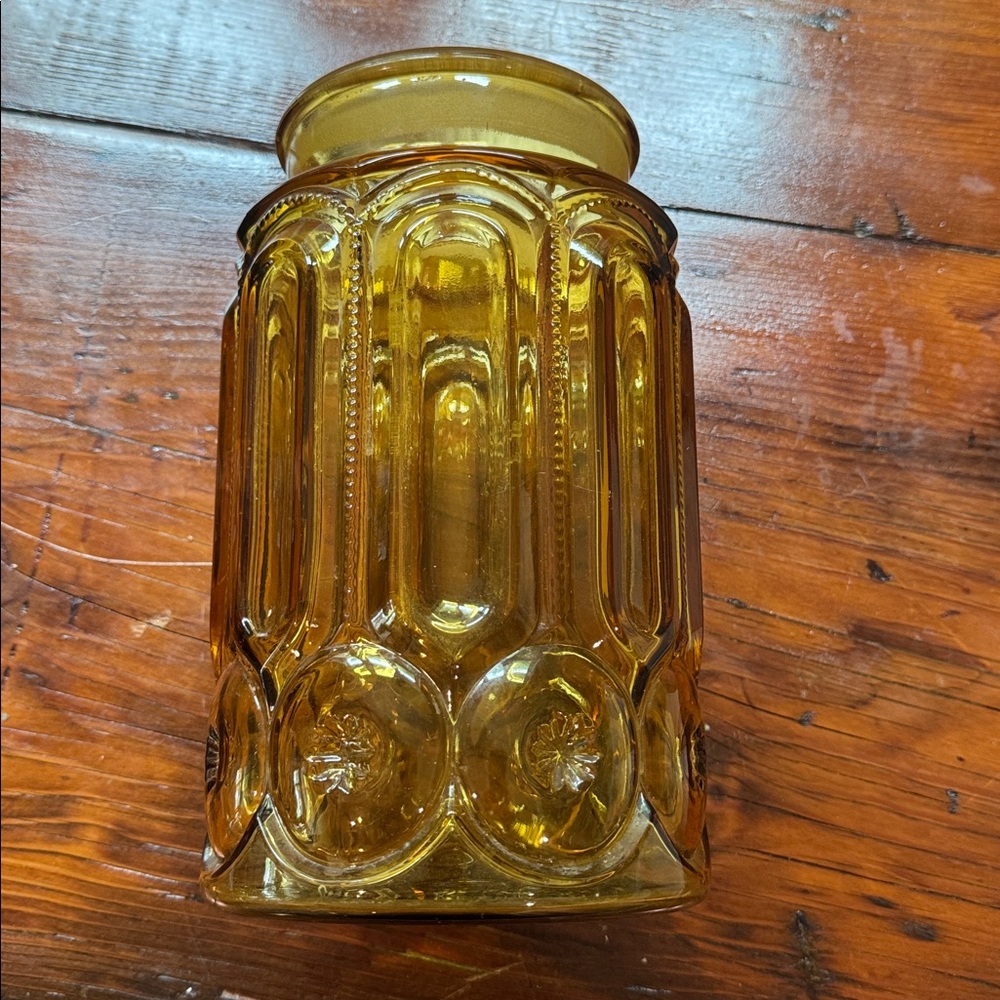 LE Smith Moon and Stars Amber Glass Canister Large no lid - Picture 4 of 5